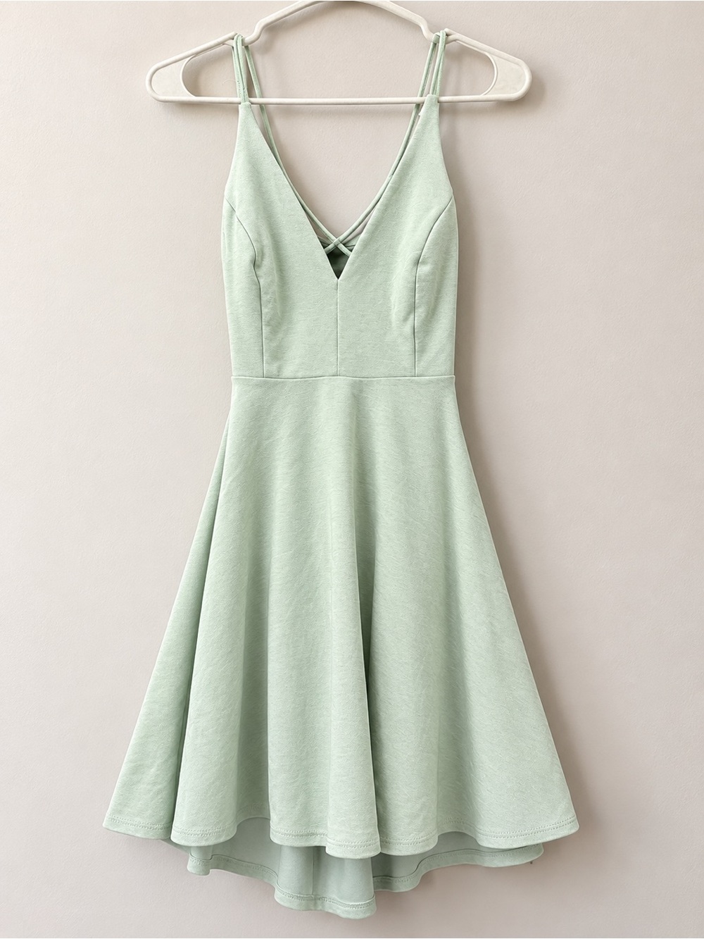 Lulu's Mint Green V-Neck A-Line Mini Dress